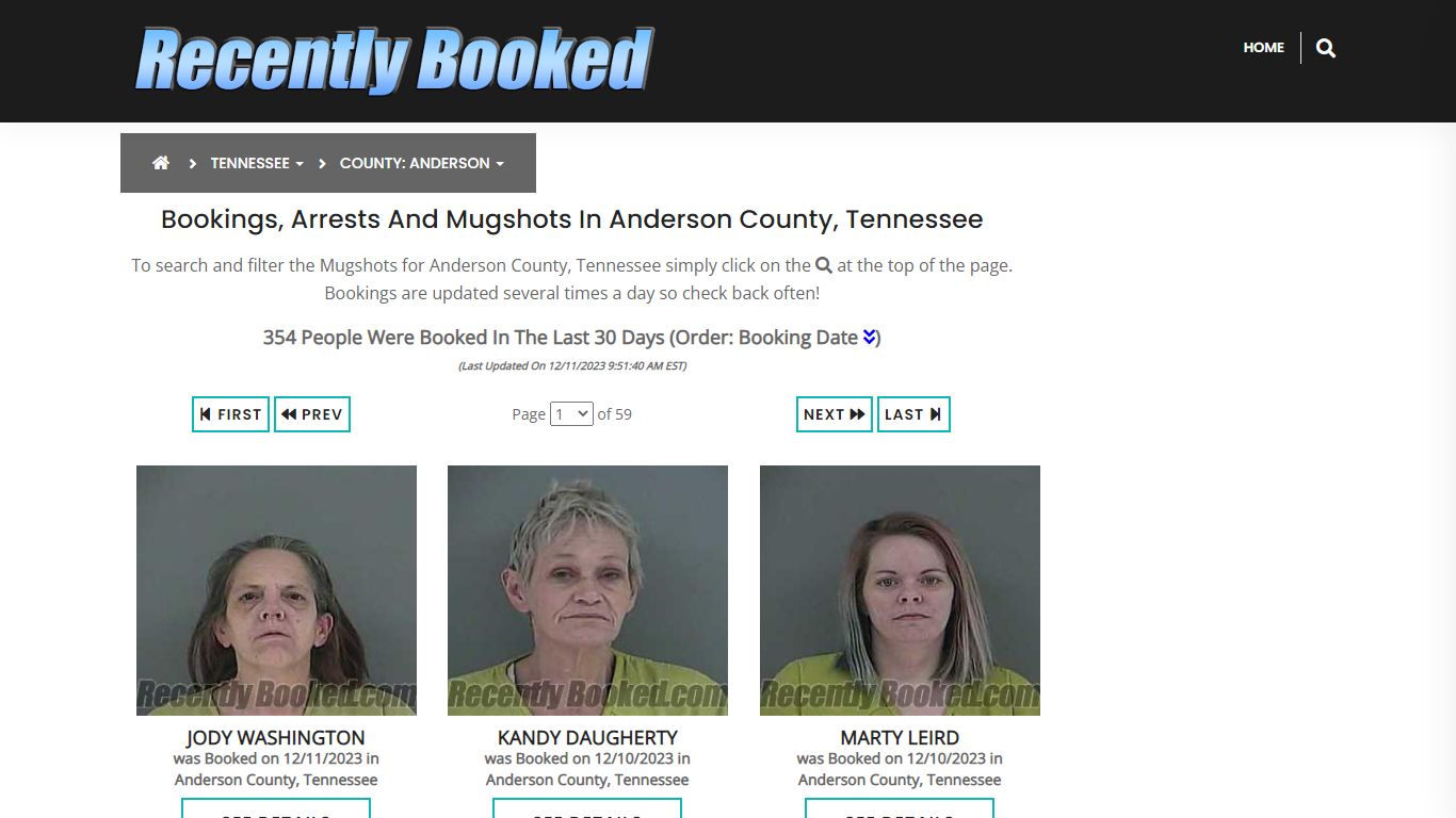 Bookings, Arrests and Mugshots in Anderson County, Tennessee